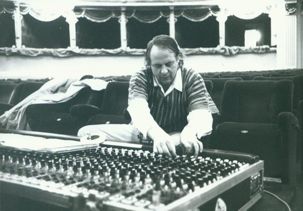 K.H.Stockhausen at the mixing console, Scala Milan 1981